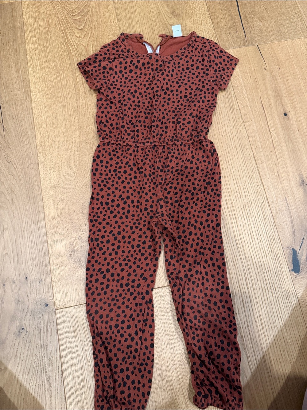Old Navy Rust Red Dot Short-Sleeve Jumpsuit